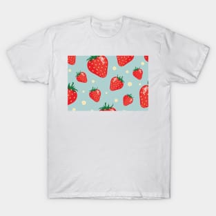 Cute Strawberries Pattern Mask - Beautiful Sunflower background - Great Gift For Her T-Shirt